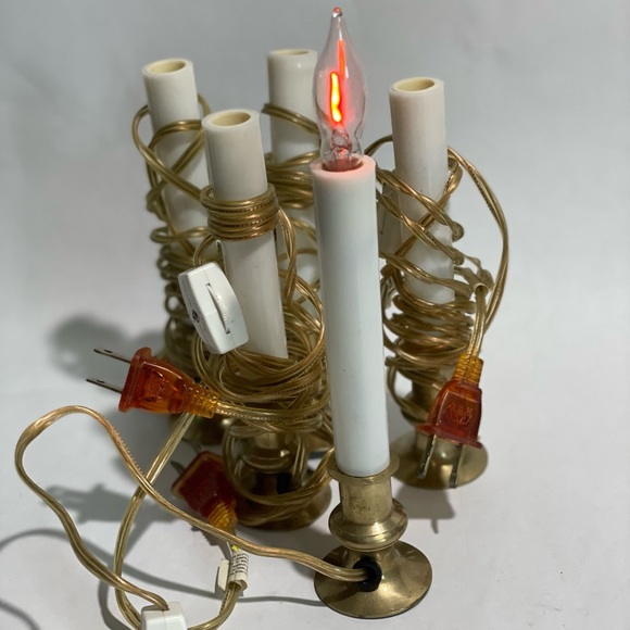 Vintage white & brass Christmas holiday window lights - Picture 6 of 12